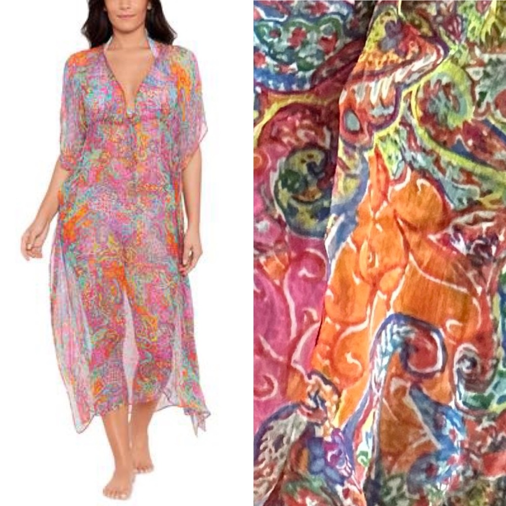 Lauren Ralph Lauren Women's 
Cover-up Caftan Amara Patchwork size M Medium NWT
